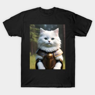 Cat in Armor - Modern Digital Art T-Shirt